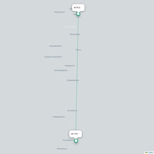 Mapa de vuelo directo Malé - Fuvahmulah