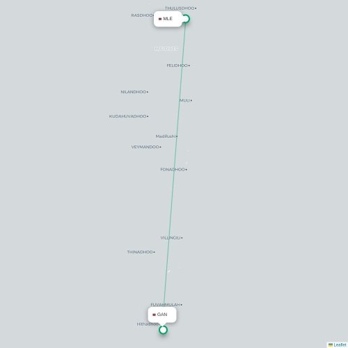 Mapa de vuelo directo Malé - Addu City