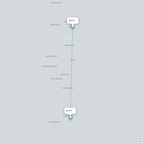 Mapa de vuelo directo Malé - Viligili