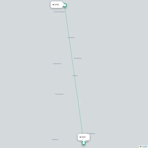 Mapa de vuelo directo Malé - Hanimaadhoo