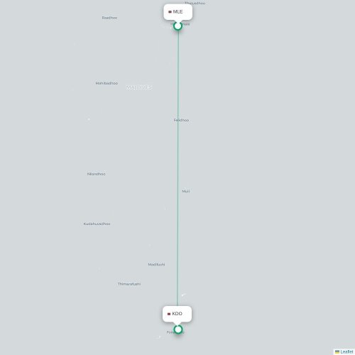 Mapa de vuelo directo Malé - Kadhdhoo