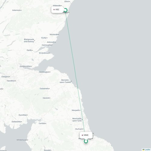 Mapa de vuelo directo Darlington, North Yorkshire - Aberdeen