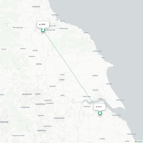 Mapa de vuelo directo Darlington, North Yorkshire - Grimsby