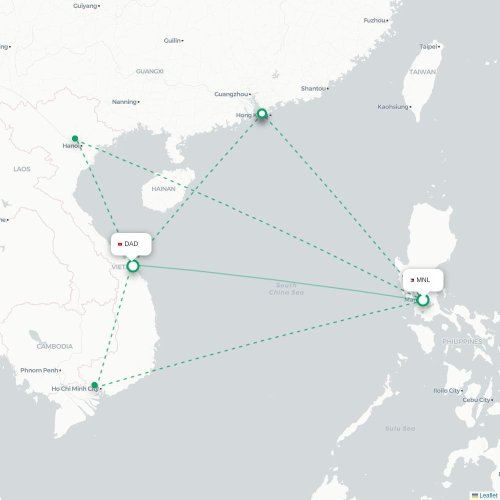 Mapa lotu bezpośredniego Manila – Da Nang