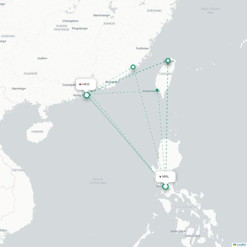 Manila - Hongkong kort over direkte fly