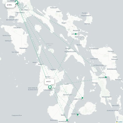 Mapa lotu bezpośredniego Manila – Iloilo City