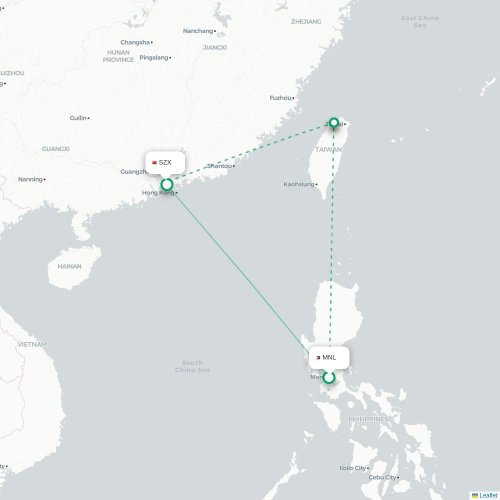 Mapa lotu bezpośredniego Manila – Shenzhen