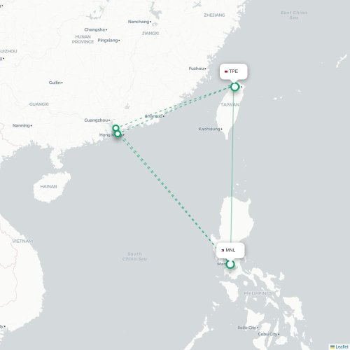 Mapa lotu bezpośredniego Manila – Tajpej