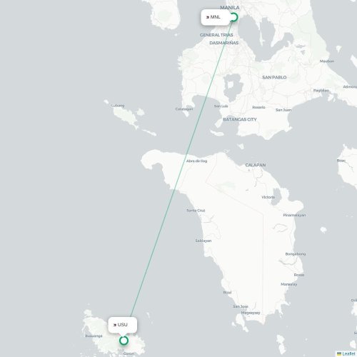Mapa lotu bezpośredniego Manila – Busuanga