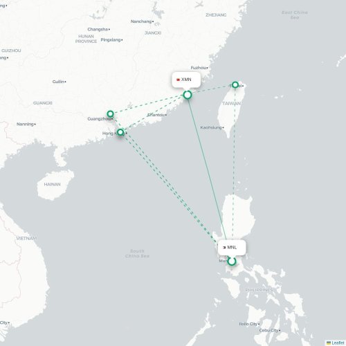Mapa lotu bezpośredniego Manila – Xiamen