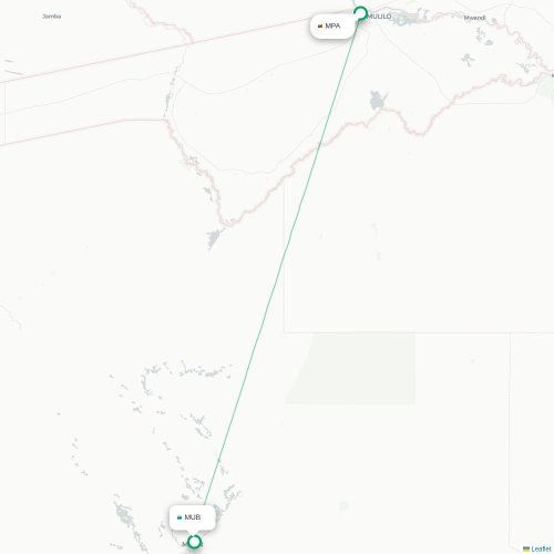 Katima Mulilo - Maun kaart van rechtstreekse vlucht