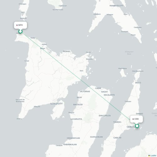 Mapa lotu bezpośredniego Boracay – Cebu City