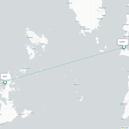 Mapa lotu bezpośredniego Boracay – El Nido