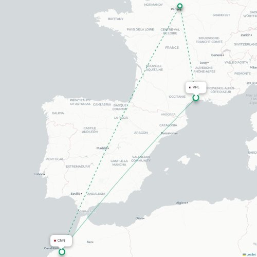 Montpellier - Casablanca carte du vol direct