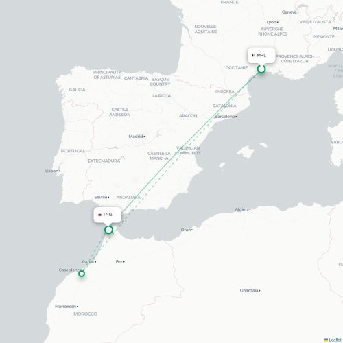 Montpellier - Tanger carte du vol direct