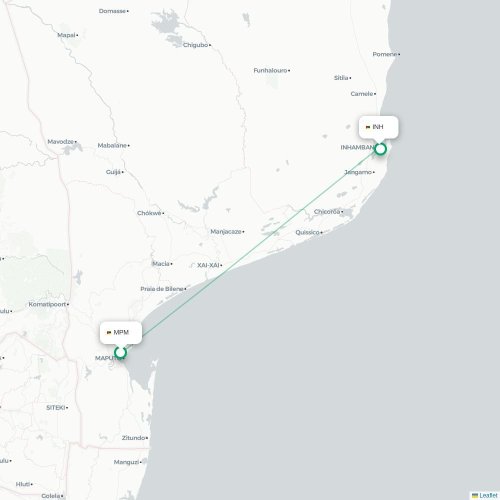 Maputo - Inhambane kaart van rechtstreekse vlucht