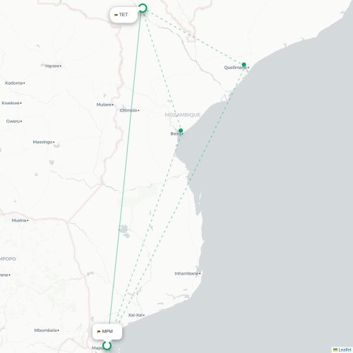Maputo - Tete karta över direktflyg