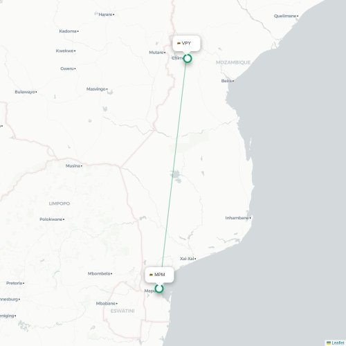 Mapa lotu bezpośredniego Maputo – Chimoio