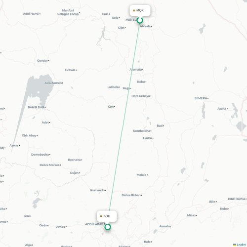 Mekele - Addis Abeba carte du vol direct