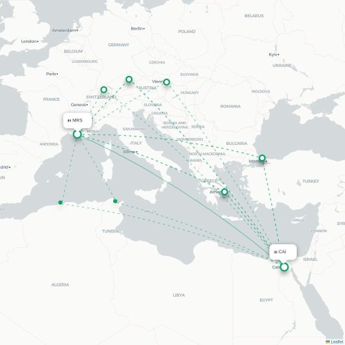 Marseille - Le Caire carte du vol direct