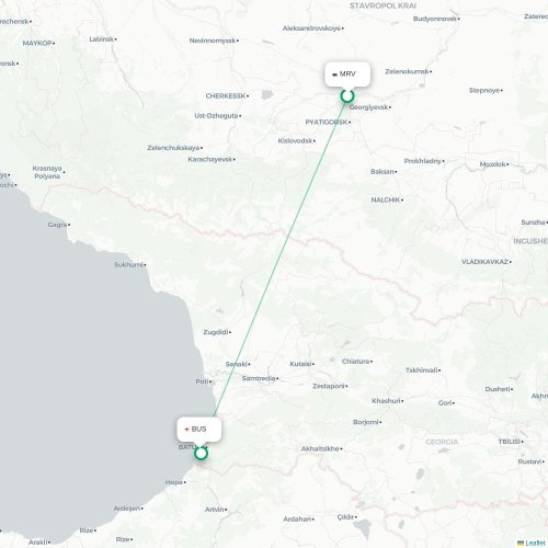 Mapa de vuelo directo Mineralnye Vody - Batum