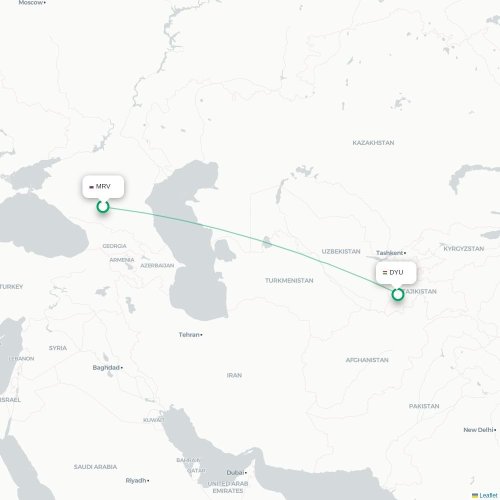 Mineralnye Vody - Doesjanbe kaart van rechtstreekse vlucht