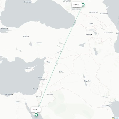 Mapa de vuelo directo Mineralnye Vody - Sharm el-Sheij