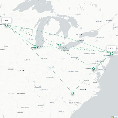 Mapa lotu bezpośredniego Minneapolis – White Plains