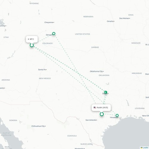 Mapa lotu bezpośredniego Montrose – Austin