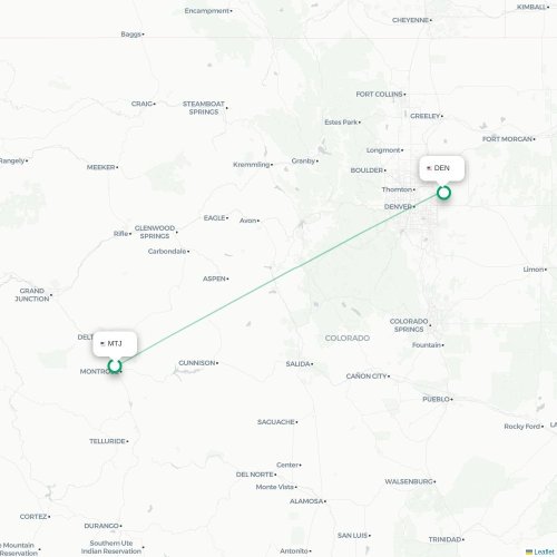 Mapa lotu bezpośredniego Montrose – Denver