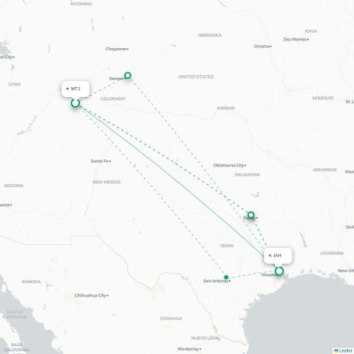 Mapa lotu bezpośredniego Montrose – Houston