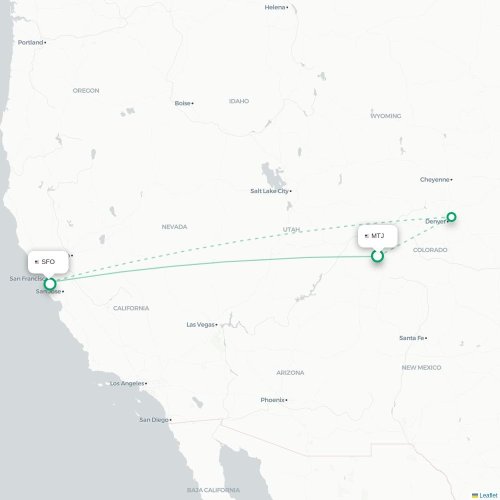 Mapa lotu bezpośredniego Montrose – San Francisco