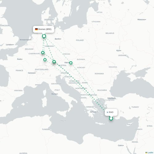 Mapa lotu bezpośredniego Monachium – Brema