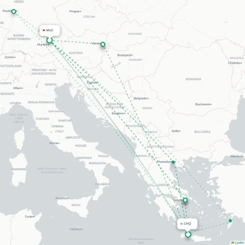 Mapa de vuelo directo Múnich - La Canea