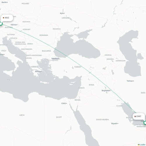 Mapa lotu bezpośredniego Monachium – Dubaj