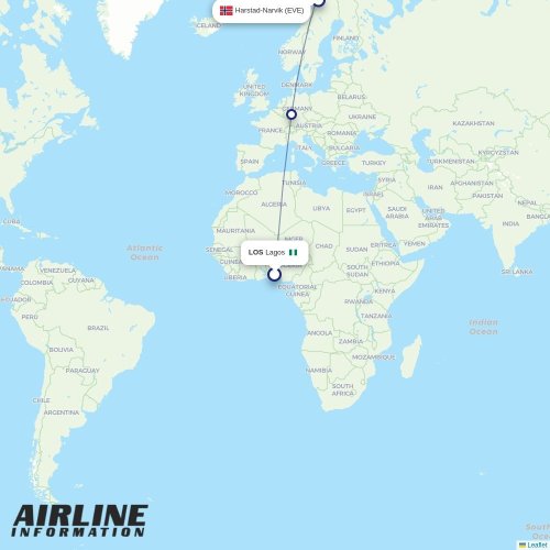 Mapa de vuelo directo Múnich - Narvik