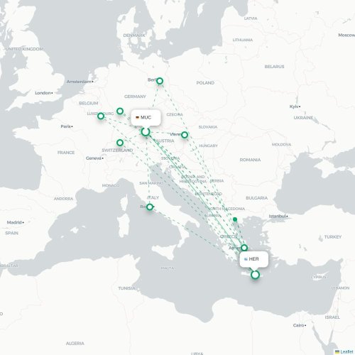 Mapa de vuelo directo Múnich - Heraclión
