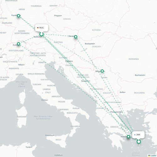 Munich - Mykonos carte du vol direct