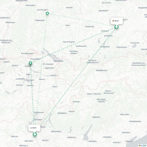 Munich - Milan carte du vol direct
