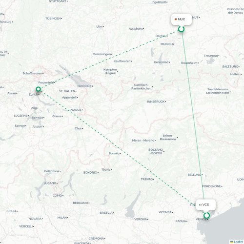 Munich - Venise carte du vol direct
