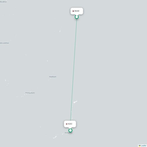 Mapa de vuelo directo Muli - Kadhdhoo