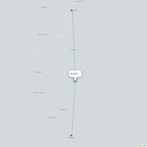 Mapa de vuelo directo Muli - Malé