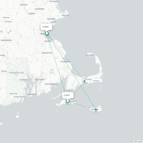 Mapa de vuelo directo West Tisbury - Boston