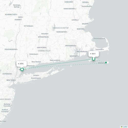 Mapa de vuelo directo West Tisbury - White Plains