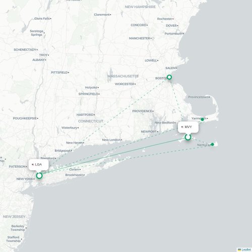 Mapa de vuelo directo West Tisbury - Nueva York