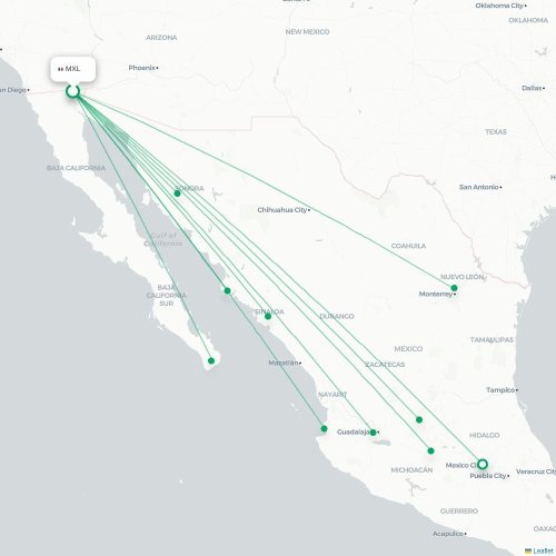 MXL routes and destination map