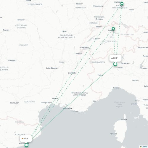Milan - Barcelone carte du vol direct