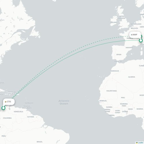 Milan - Carthagène carte du vol direct
