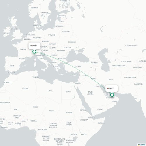 Mapa lotu bezpośredniego Mediolan – Dubaj