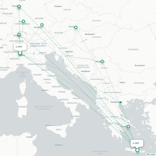 Milano - Heraklion karta över direktflyg
